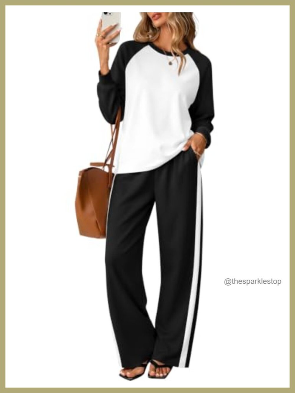 Women's 2 Piece Lounge Set Raglan Sleeve Top Wide Leg Pants